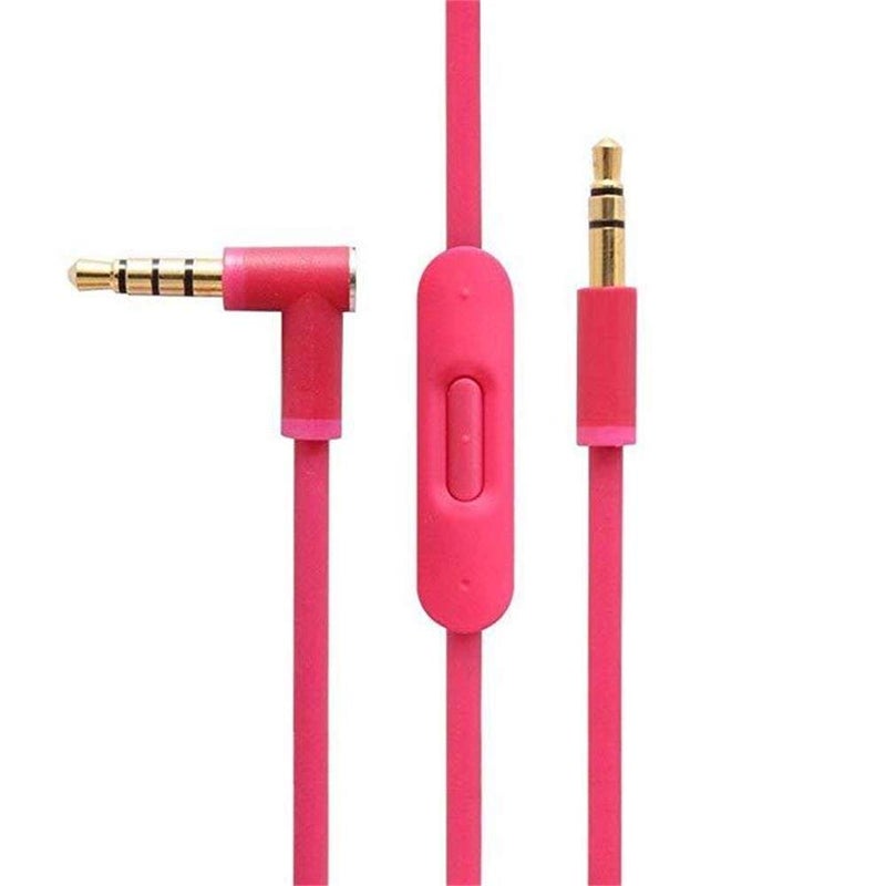 Arzweyk Replacement Audio Cable with in-line Mic & Volume Control Audio Extension Cord Compatible with Beats by Dr Dre Solo2 Solo3 Studio3 Solo/Studio/Pro/Detox/Mixr/Executive/Pill Headphones (Pink) - Image 1